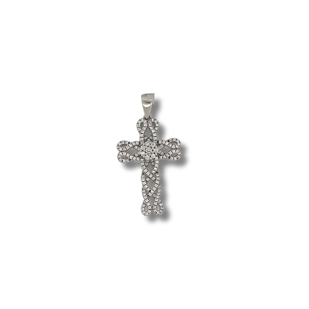 Sterling Silver Cz Cross Pendant