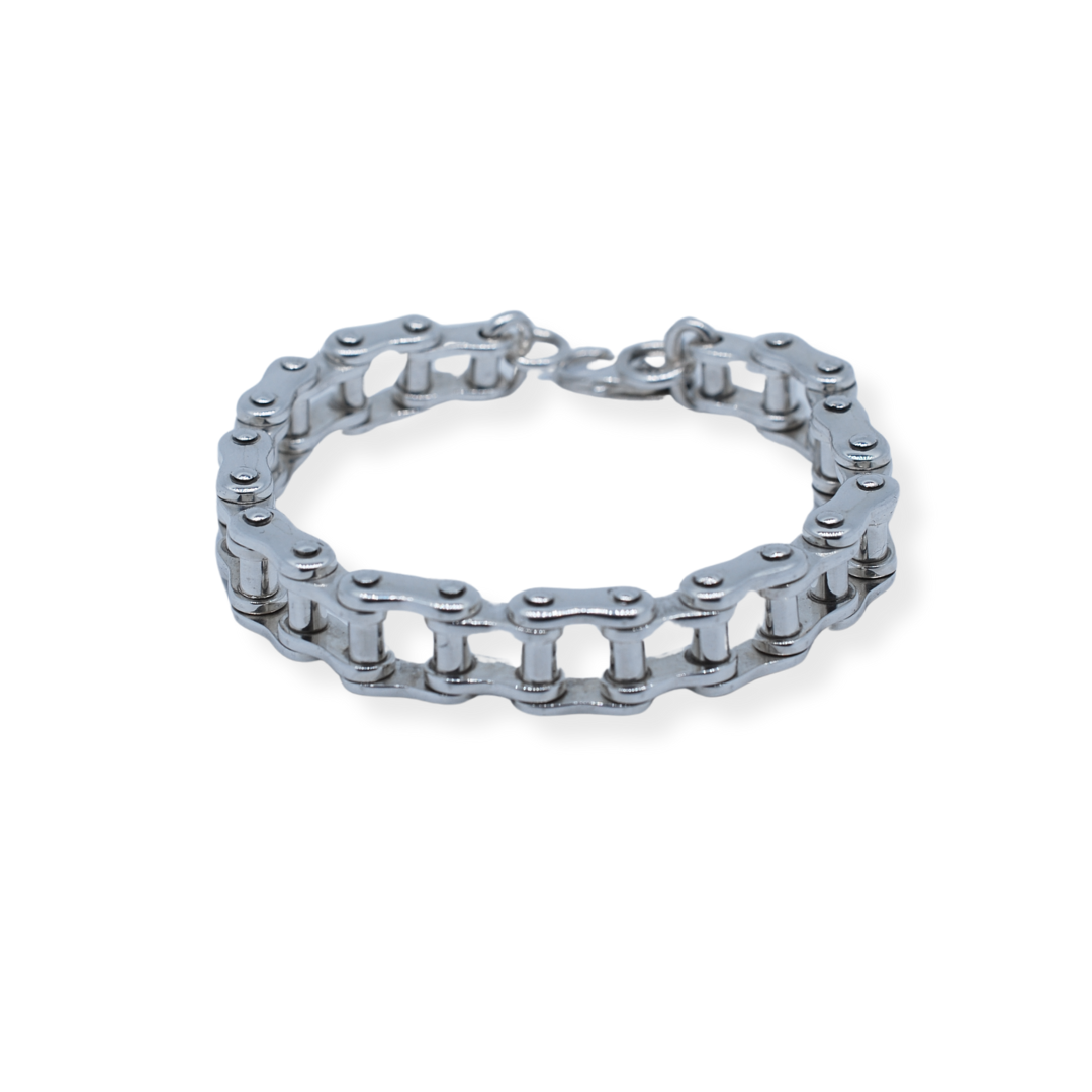 Silver motorbike chain bracelet