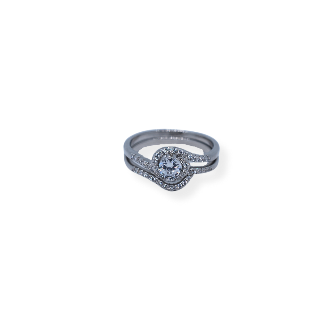 Silver cz twinset ring