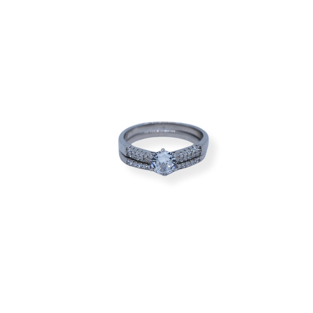 Silver cz twinset ring