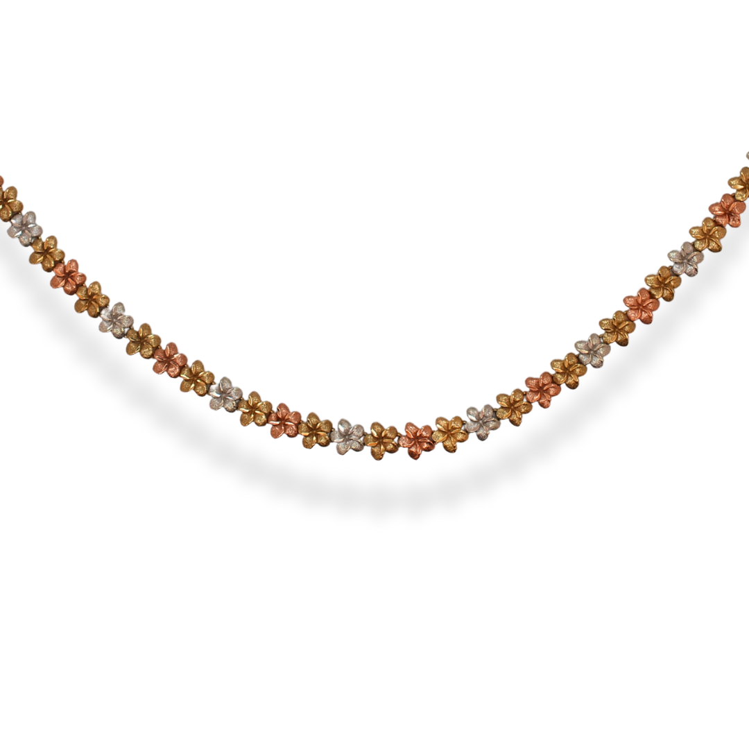 9ct 3/tone flower necklace