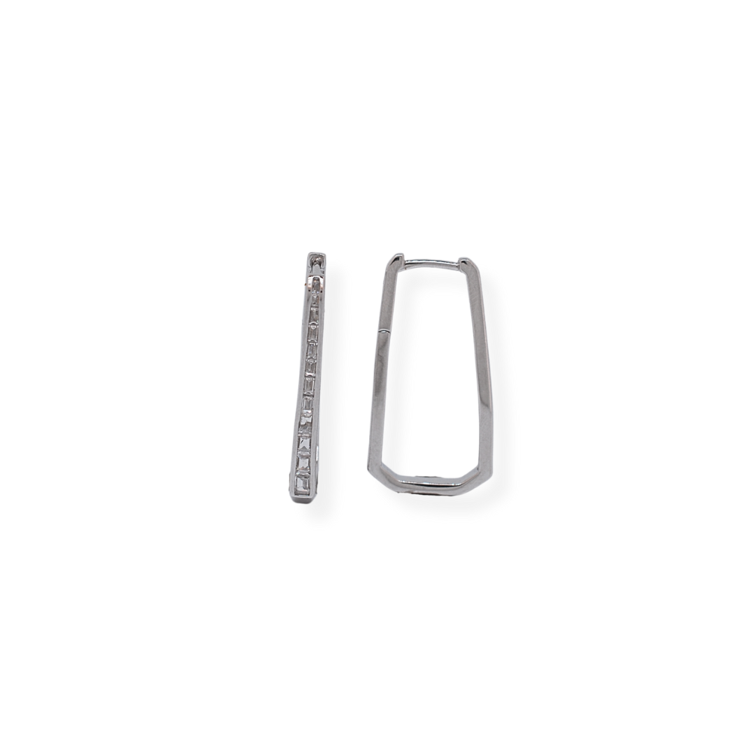 Silver cz hoop earrings