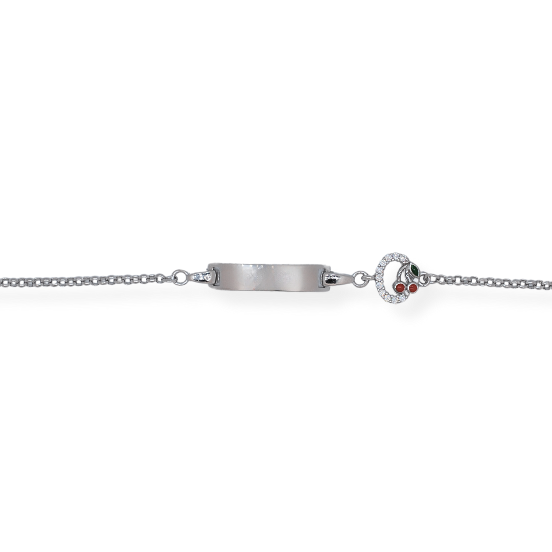 Silver cz ID bracelet