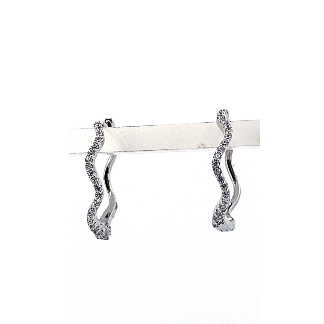 silver cz hoop earrings