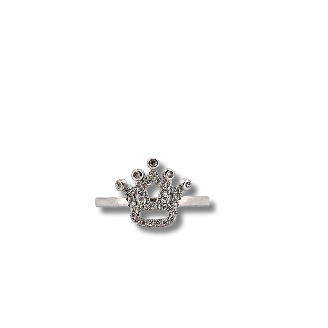 silver cz tiara ring