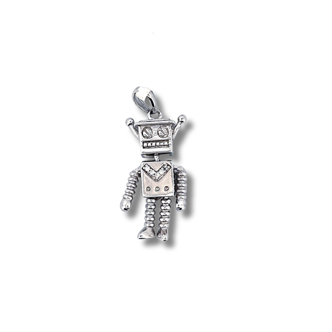 silver robot pendant