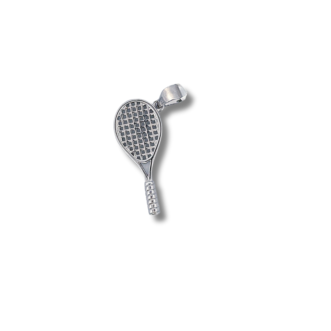 silver tennis racket pendant