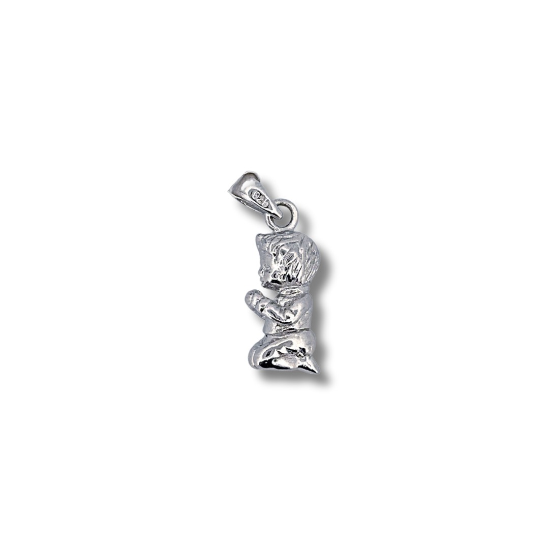 silver praying boy pendant