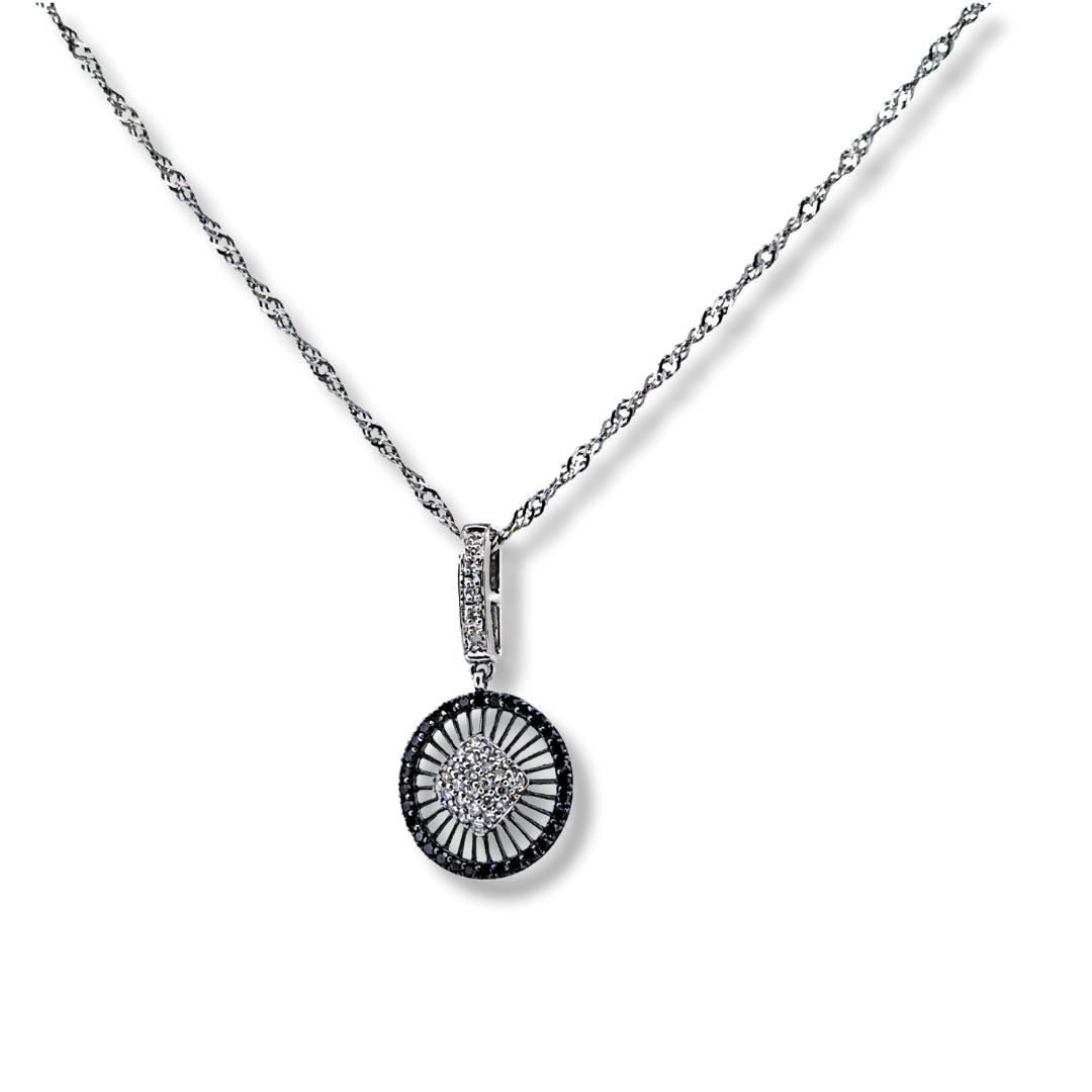 9ct white gold diamond pendant necklace