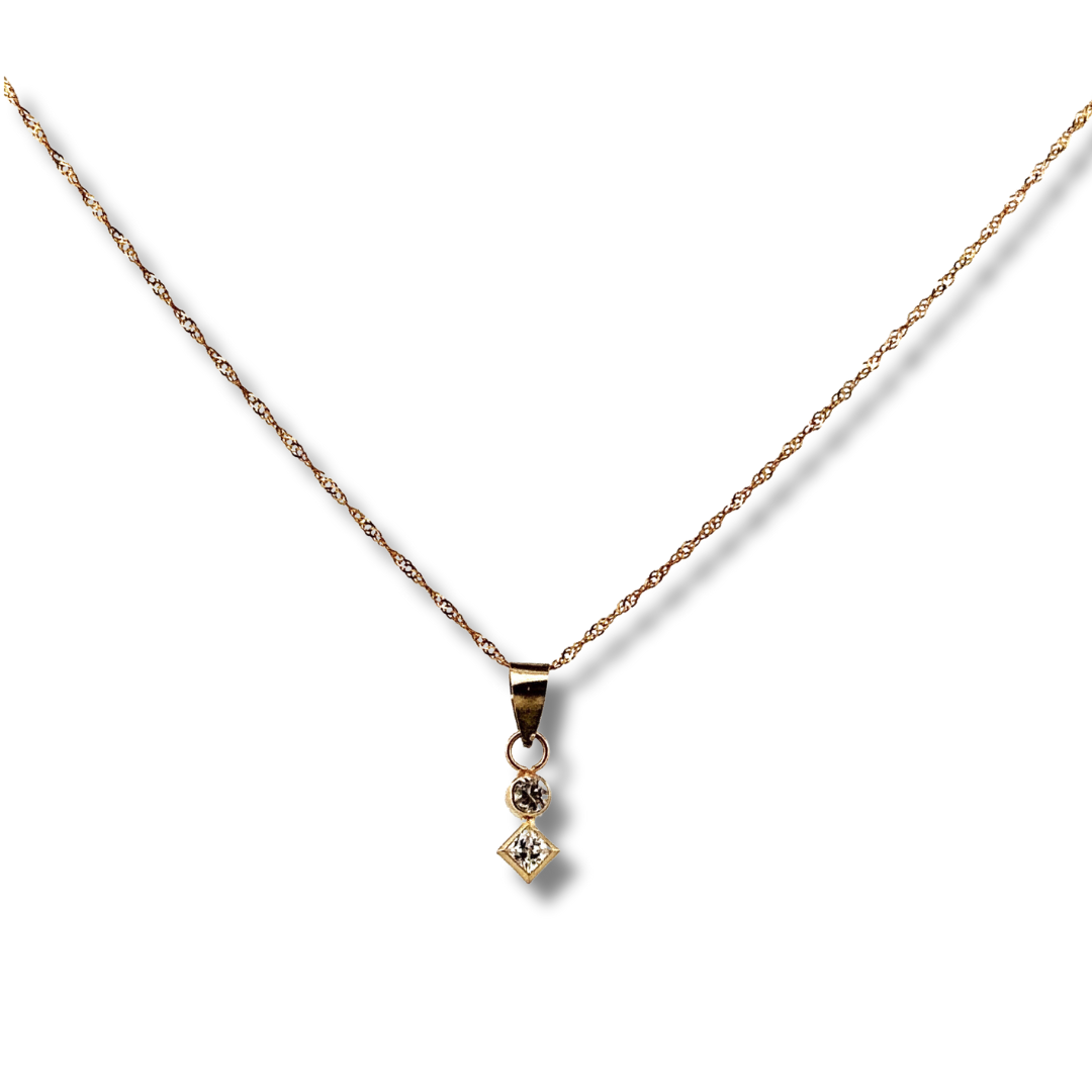 9ct yellow gold cz necklace