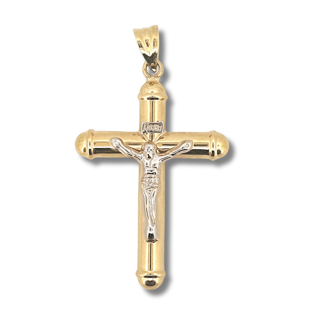 9ct 2 tone crucifix pendant