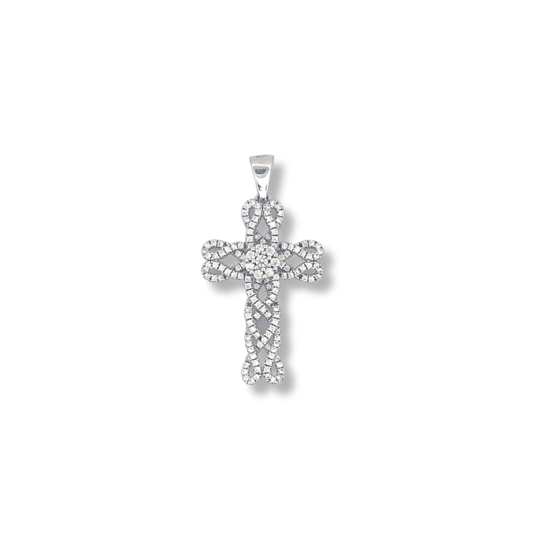 Silver cz cross pendant