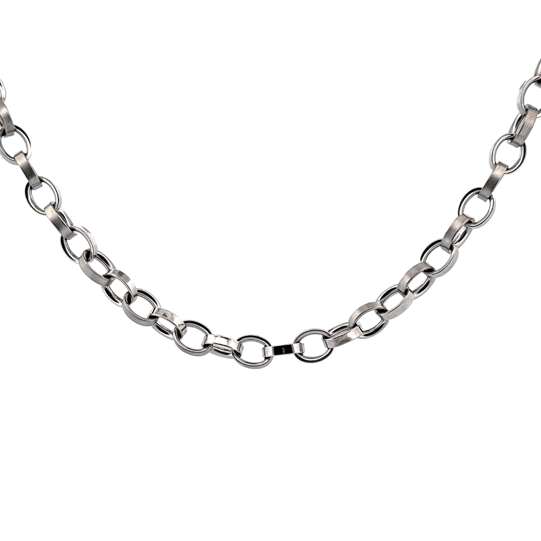 9ct white gold belcher chain