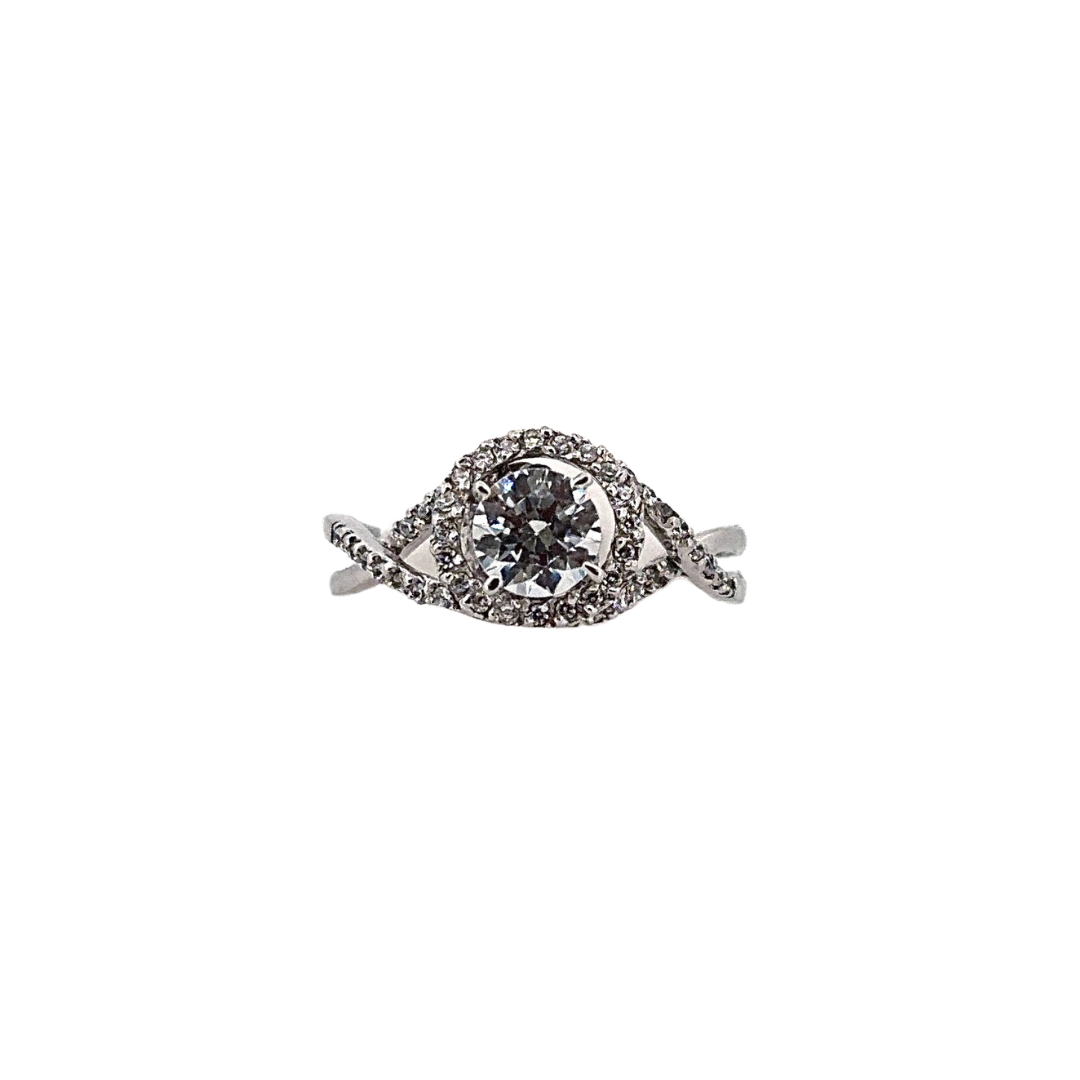 9ct white gold cz ring