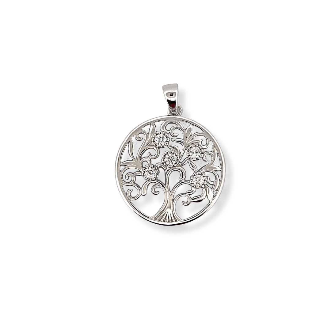 Silver cz tree of life