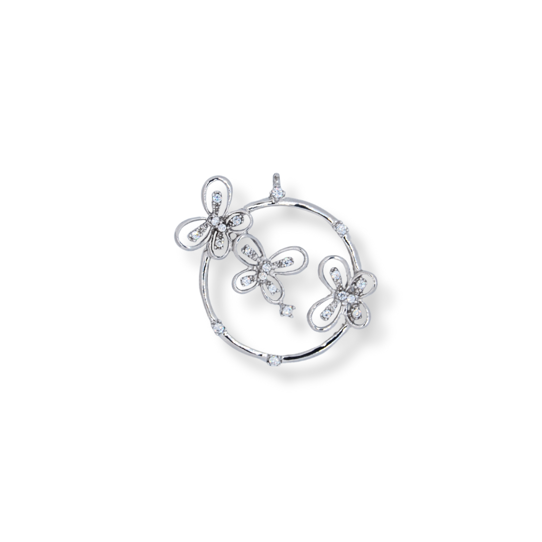 Silver cz butterfly pendant