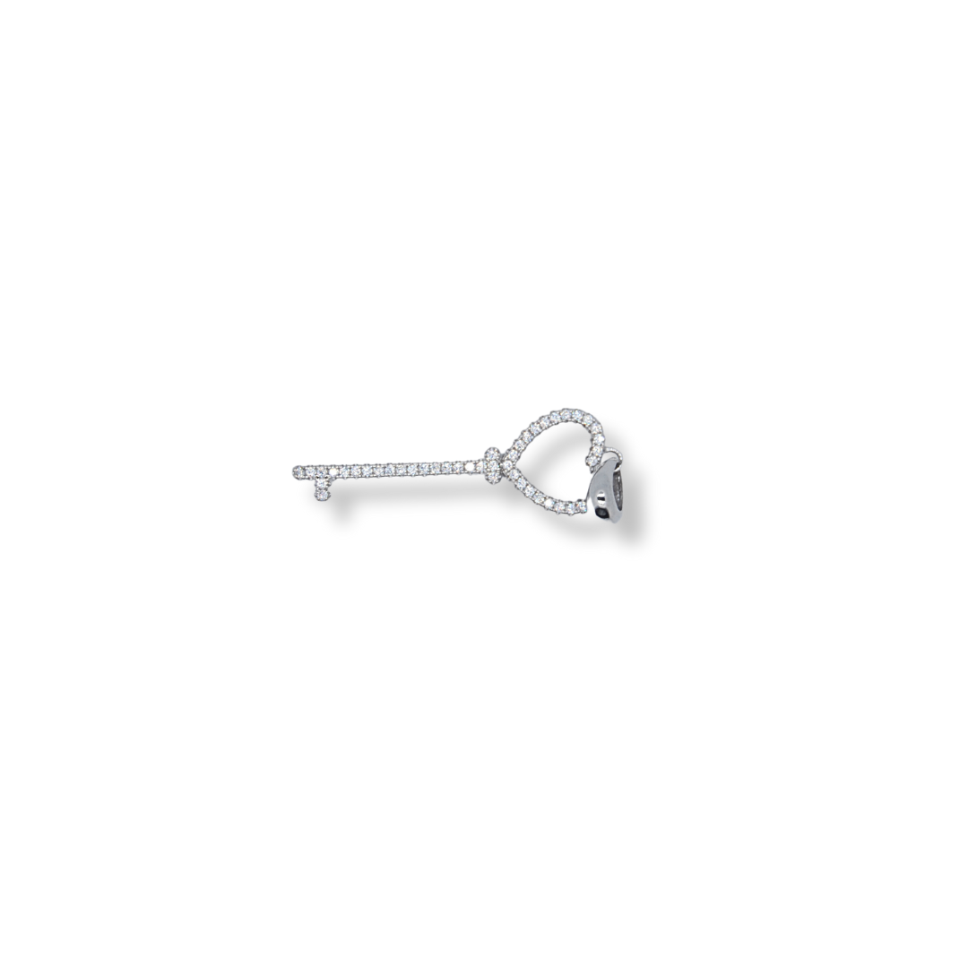 Silver cz heart lock pendant