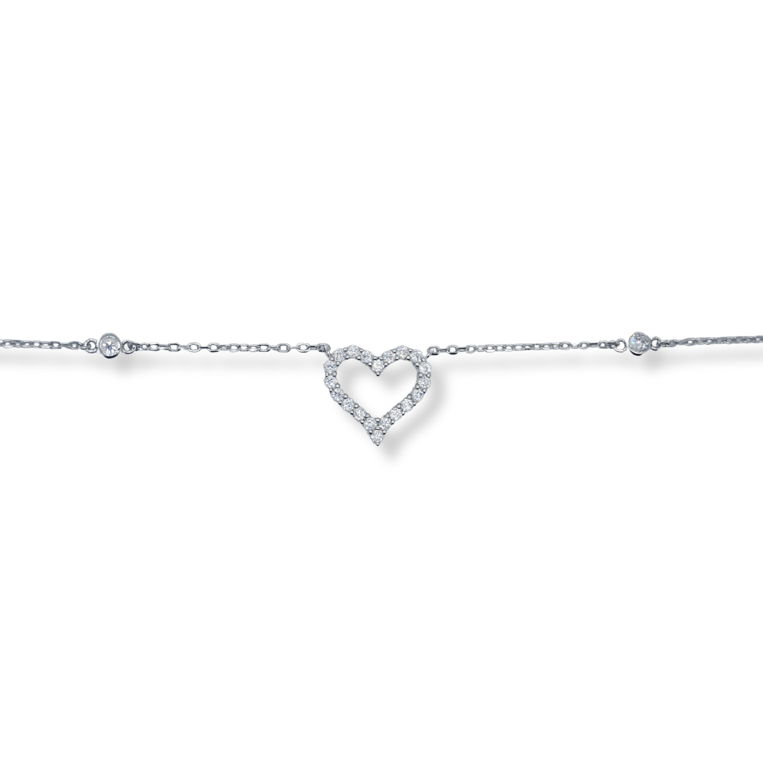 Silver cz heart necklace