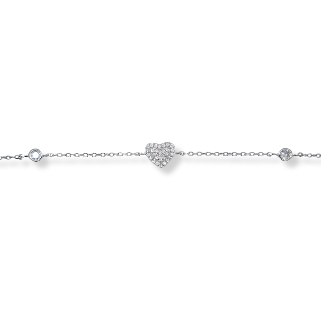 Silver cz heart bracelet