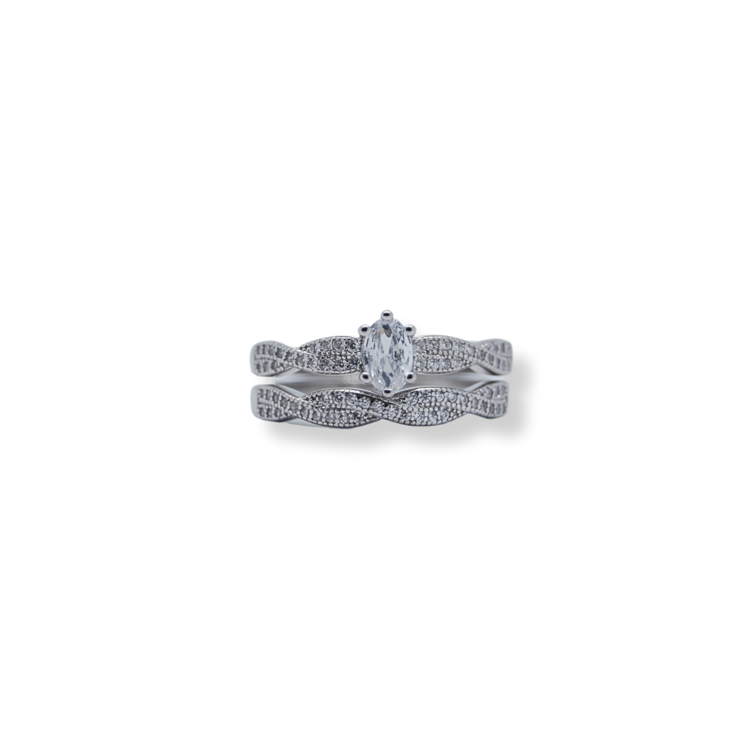 Silver cz twinset ring