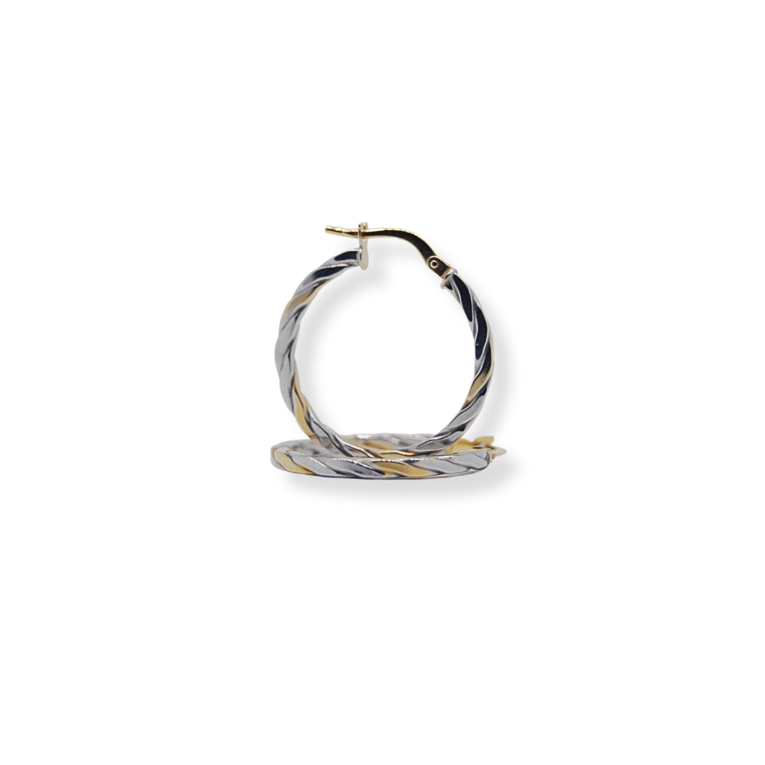 9ct 2/tone hoop earrings