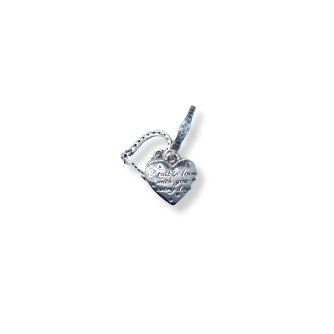 Silver cz heart charm