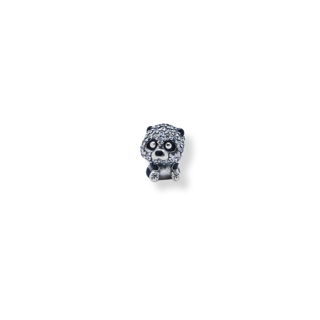 Silver cz panda charm