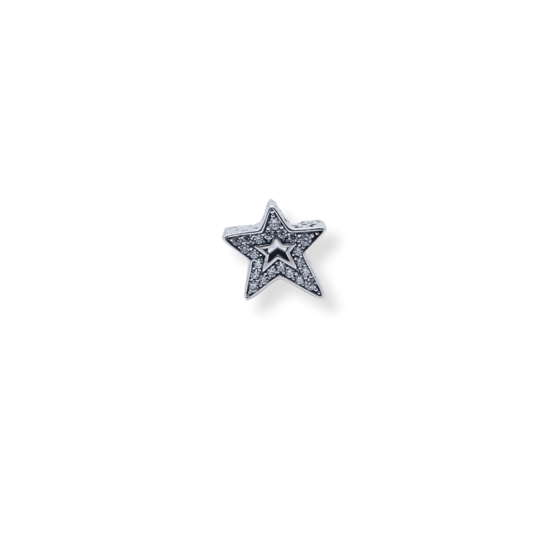 Silver cz star charm