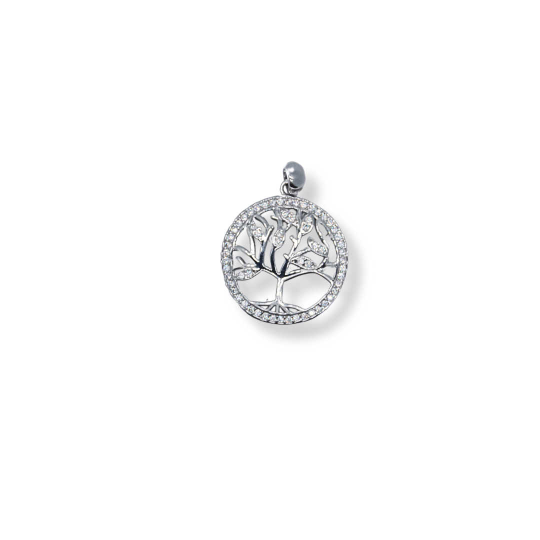 Silver cz tree of life