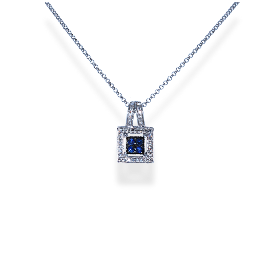 9ct gold diamond and sapphire necklace