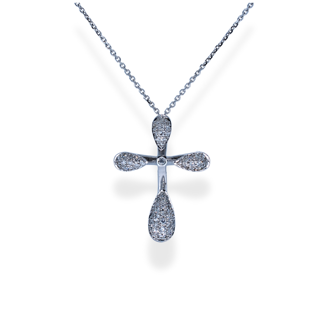 9ct gold diamond cross pendant necklace