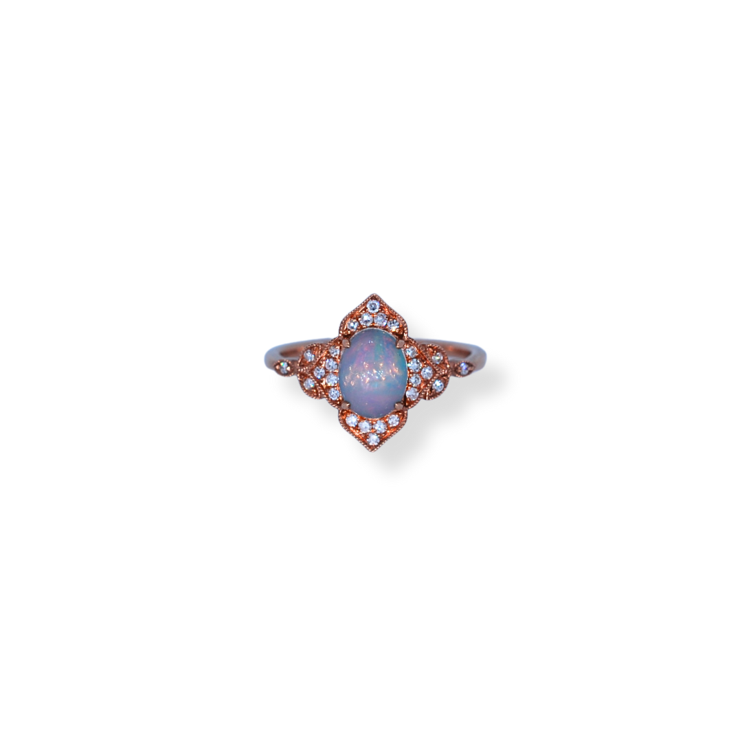 9ct gold diamond and opal ring