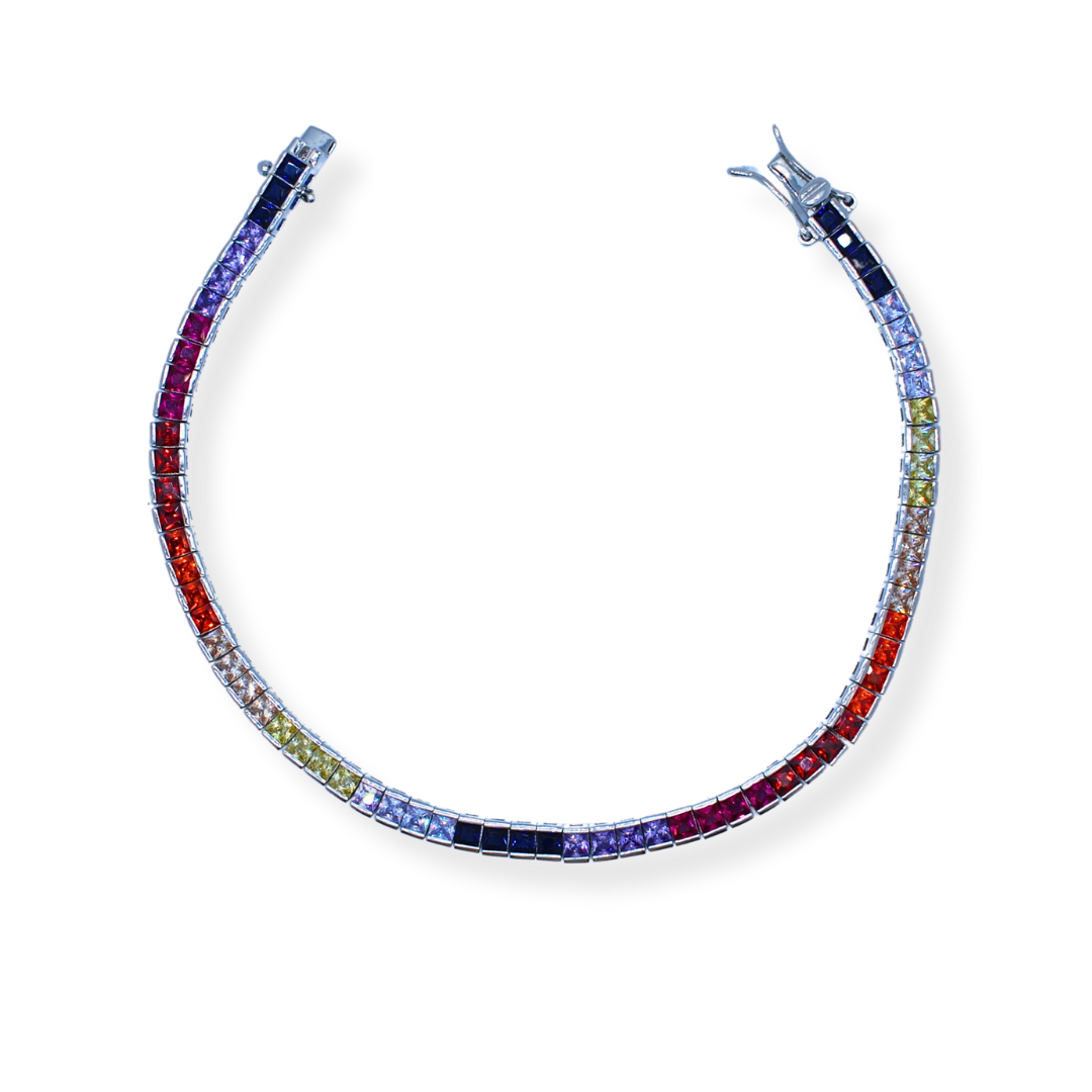 Silver multi coloured bracelet