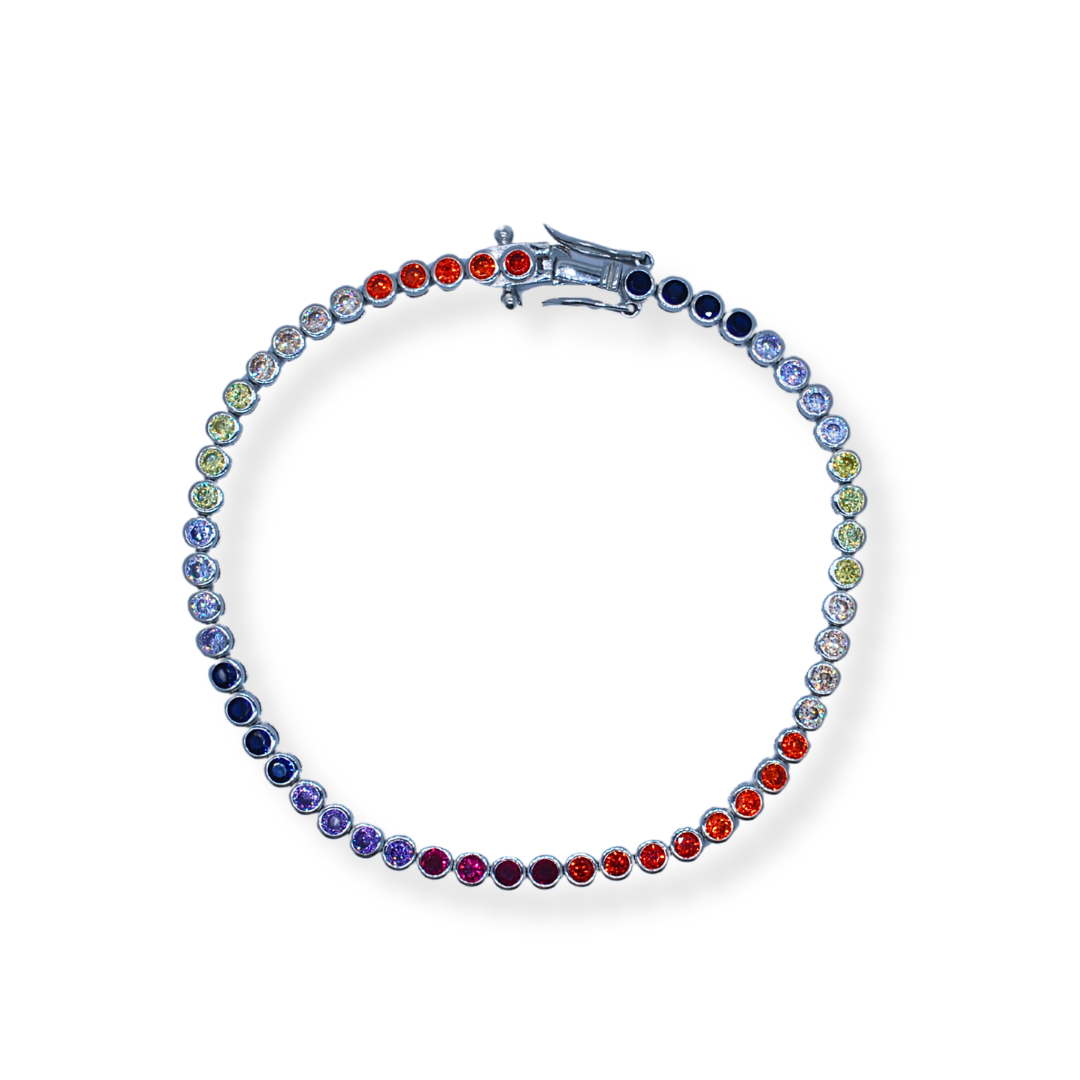 Silver multi coloured bracelet