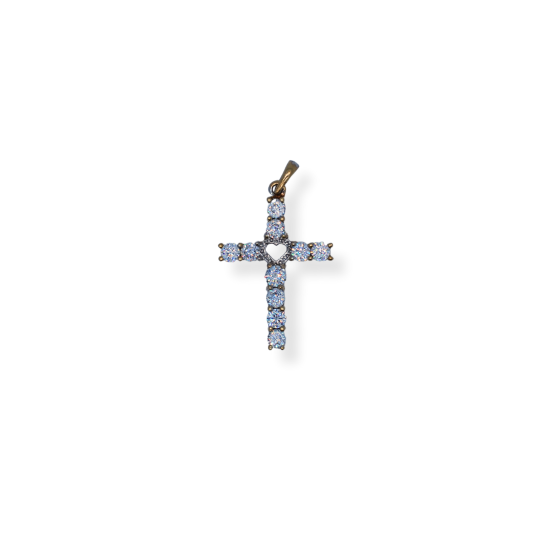 9ct gold cz cross pendant