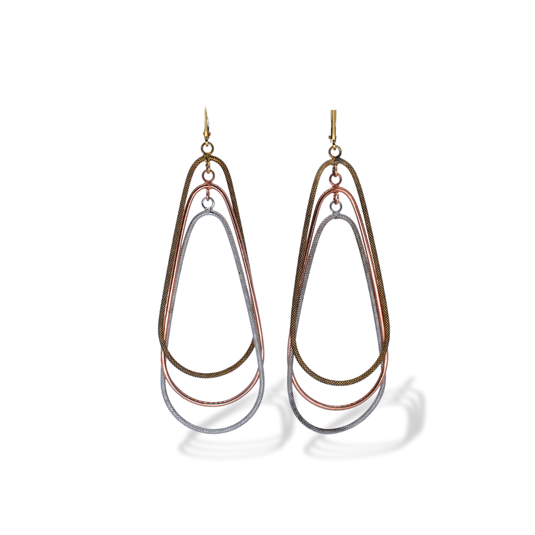 9ct 3/tone gold hoop earrings