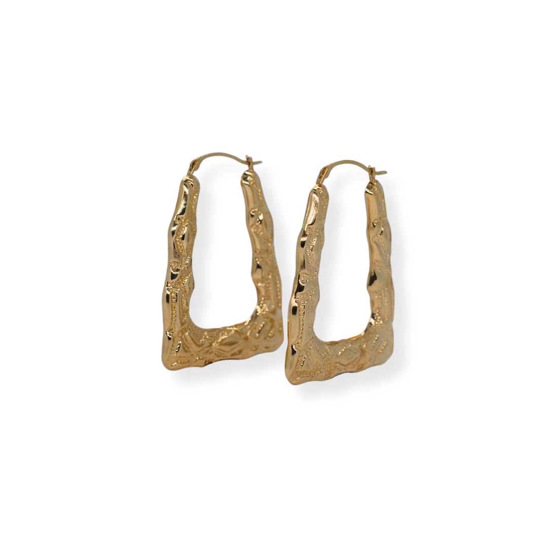 14ct gold square hoop earrings