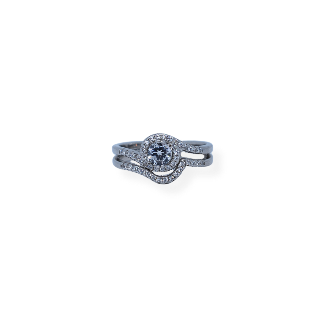 Silver cz twinset ring