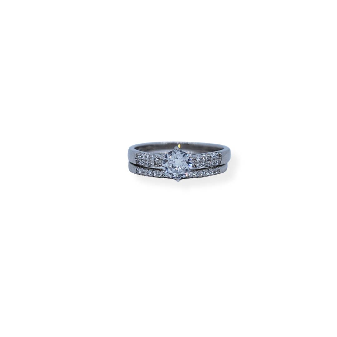 Silver cz twinset ring