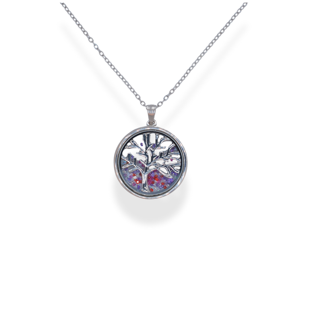 Silver cz tree of life necklace