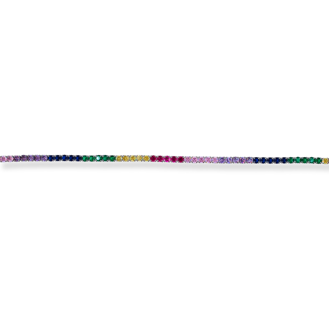 Silver multi coloured cz bracelet