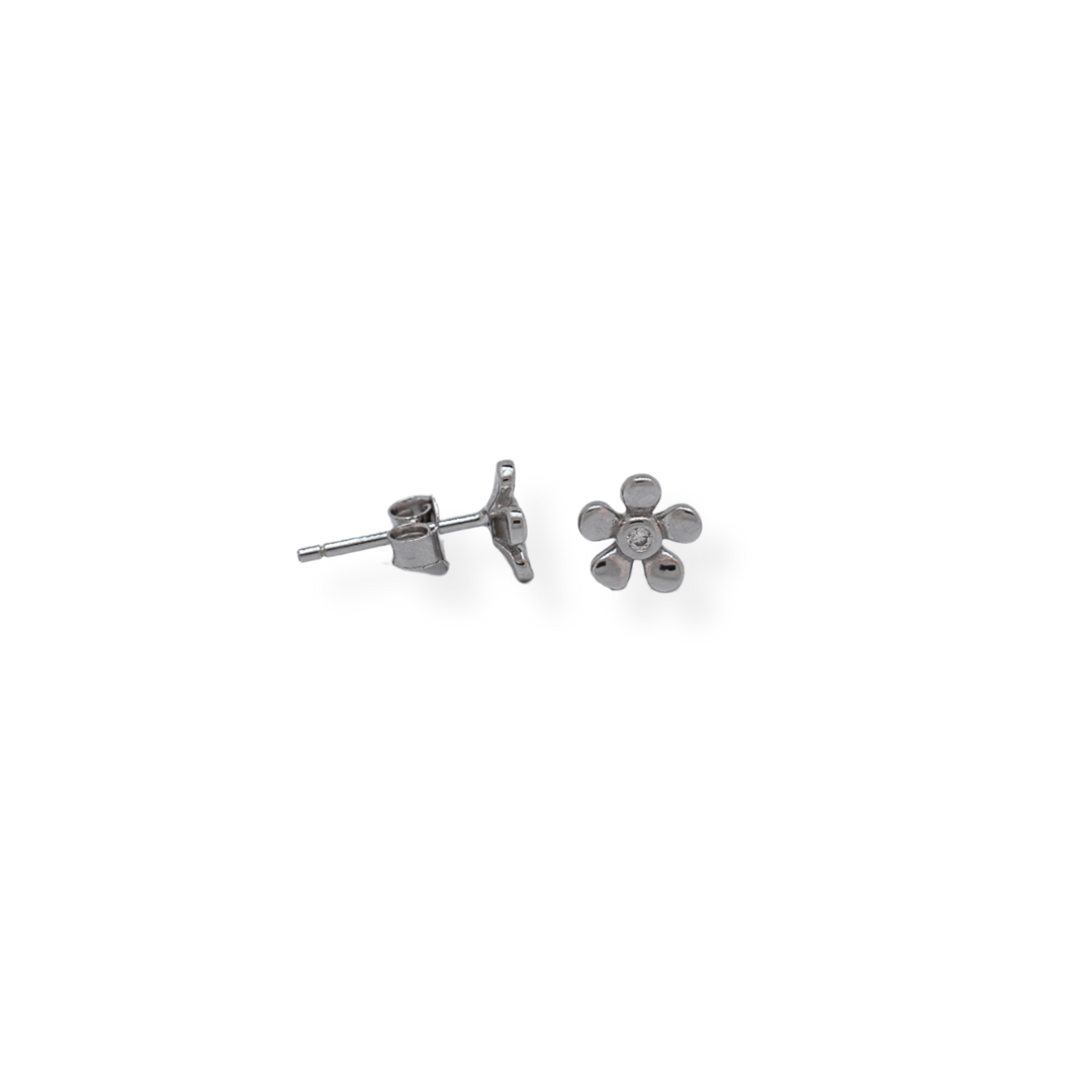 Silver cz flower studs