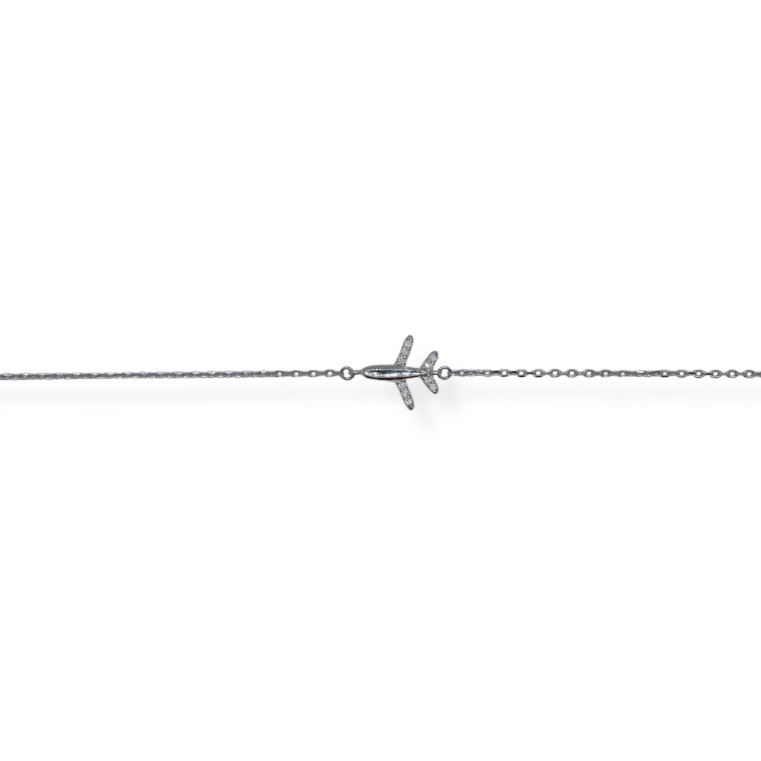 Silver cz airplane bracelet