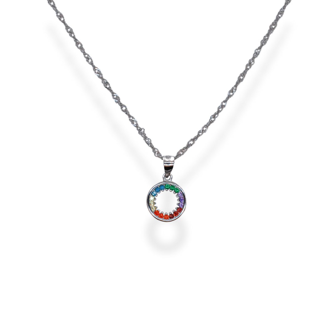 Silver colourful cz necklace