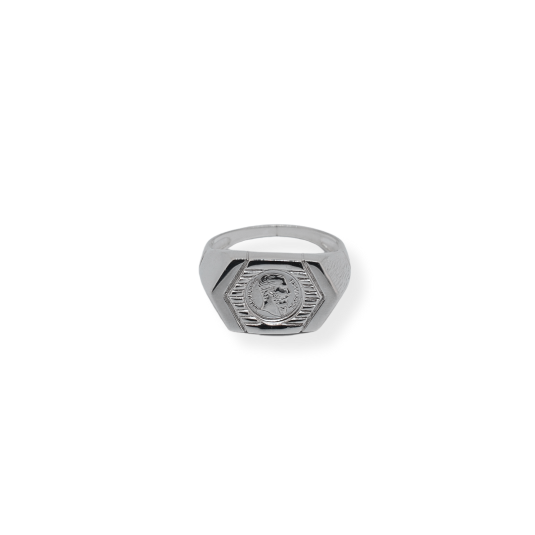 Silver peso coin ring