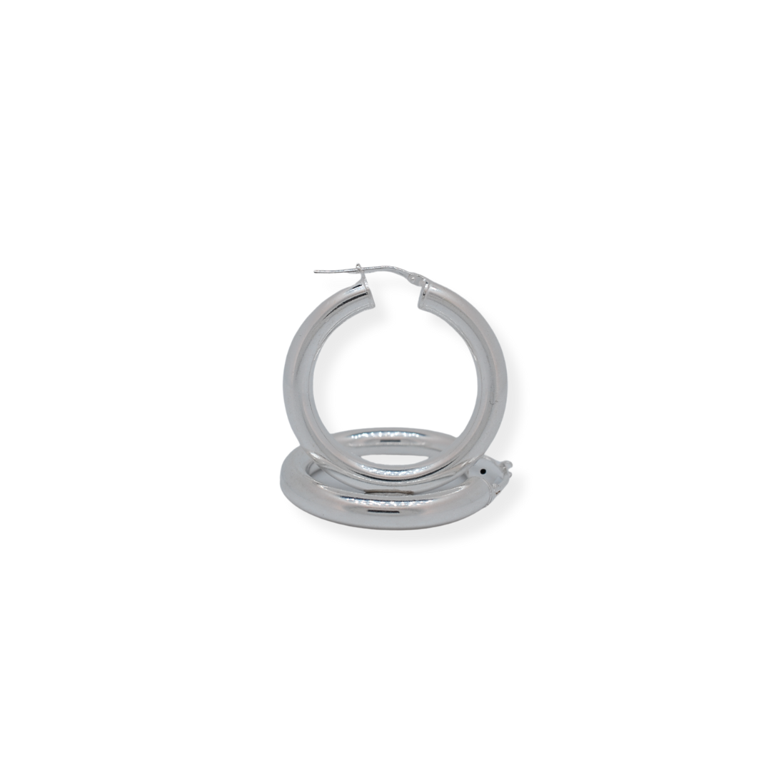 Silver hoop earring