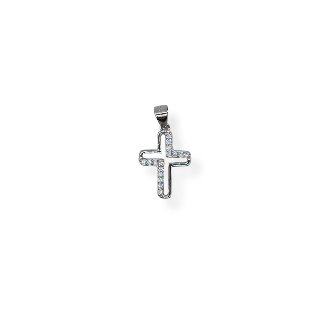 silver cz cross pendant