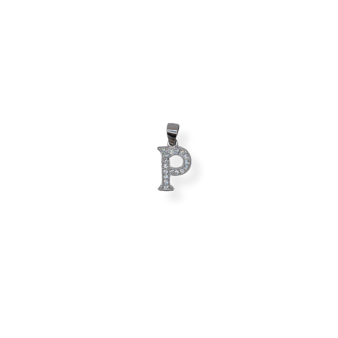 Silver cz letter P