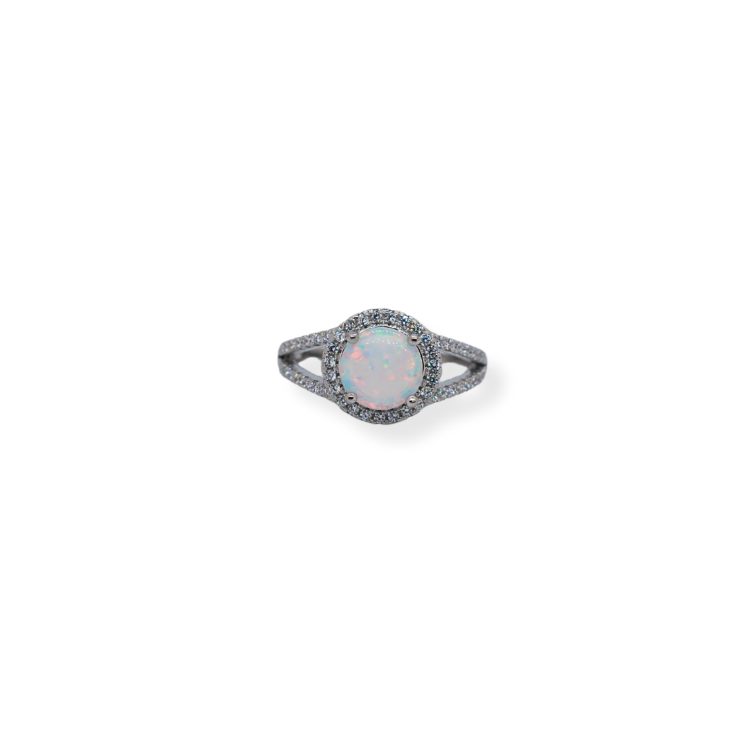 Silver cz opal ring