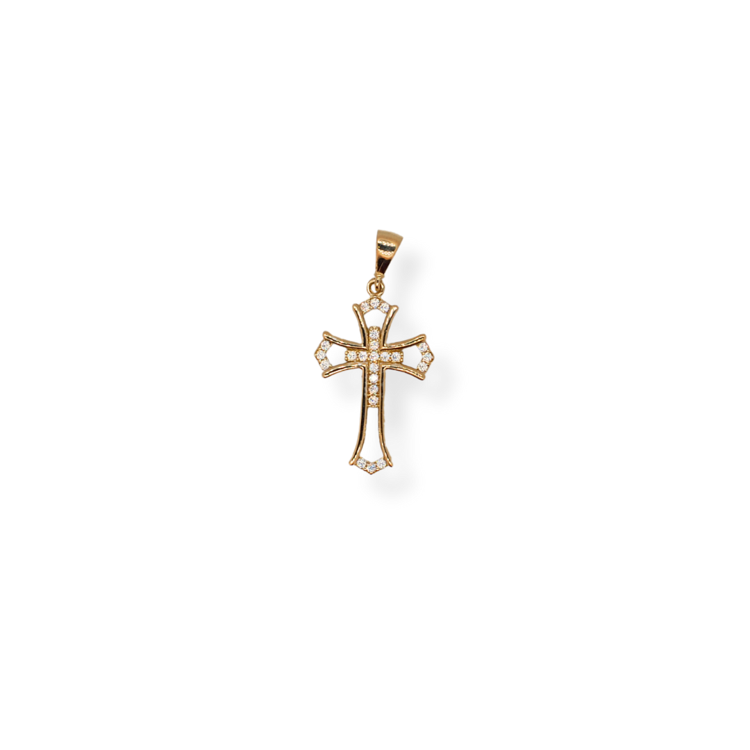 9ct gold cz cross pendant